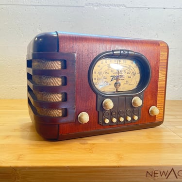 1939 Zenith AM/Shortwave Radio, Racetrack Dial 5S319, Elec Restored 
