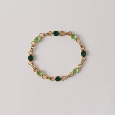 Vintage Monochrome Green Rhinestone Bracelet
