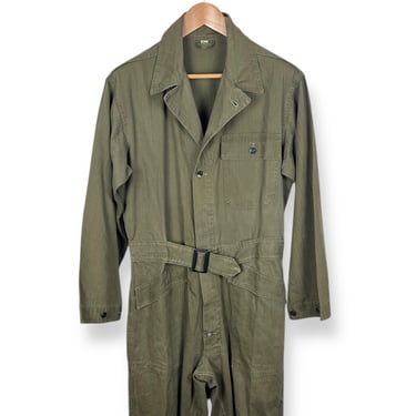 Vintage WWII US Army HBT Coveralls ~ 38 R ~ Military / Work Wear ~ Herringbone Twill ~ 13 Star Buttons ~ Belt / Belted ~ 