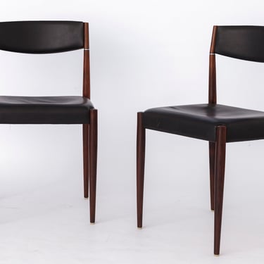 2 of 6 vintage chairs, 1960s Germany, rosewood & leather 