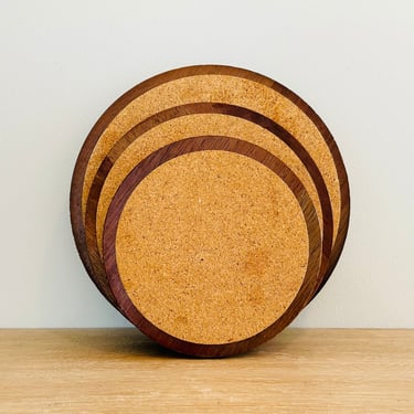 Mid Century Modern Trivets Set of 3 Circles Woodcrest by Styson Made in Japan 