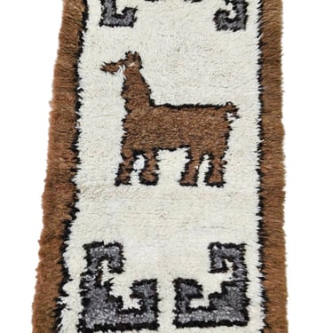 Vintage Llama Rug, Retro Rug, Door Rug, Animal Rug, South American Decor, South American Rug, Handmade Rug, Alpaca Rug, Yarn Rug 