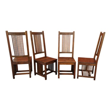 COMING SOON - West Elm Mission Arts and Crafts Stickley Style Dining Chairs - Set of 4
