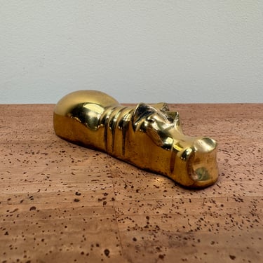 Vintage Brass Submerged Hippo Figurine - Taiwan 
