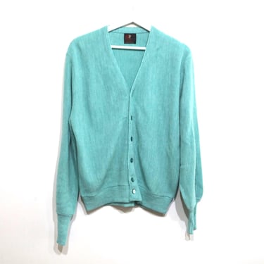 vintage MID-century GRAMPS grunge 1960s blue/green CARDIGAN slouchy mr. rogers sweater 