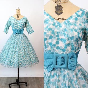 1950s BUBBLE print organza dress medium | new spring summer 