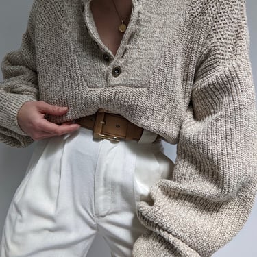 Favorite 90s Wheat Marled Knit Henley