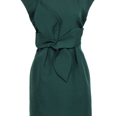 Ted Baker - Emerald Green Cap Sleeve Dress w/ Oversize Bow Sz 10