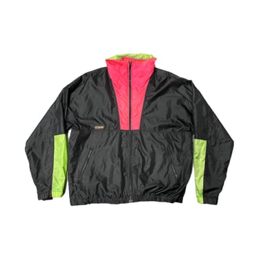 (L) Vintage Black/Pink/Green Columbia Sportswear Company Track Jacket 092222 JF