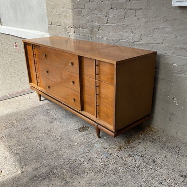 MCM Walnut Dresser with Brass Hardware