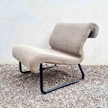 Mid Century Lounge Tubular Chair / Jurgen Lange Style / Grey Fabric Chair / Black Chrome Chair / Home and Living / Yugoslavia / 1970 / '70s 