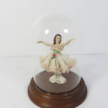 Vintage Porcelain Lace Ballerina - Dresden Germany Porcelain Lace Dipped Ballerina 