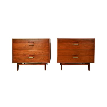 Jens Risom Walnut Dresser Nightstands Pair Mid Century Modern 