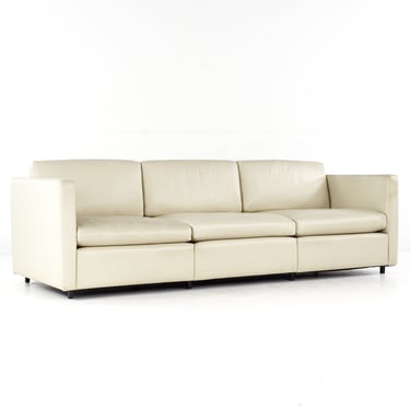 Charles Pfister for Knoll Mid Century White Leather Sofa - mcm 