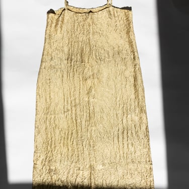 Long Crumpled Satin Silk Tank Dress in Pistachio