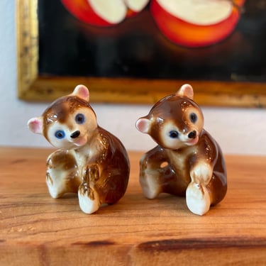 Vintage Bone China Shiken Brown Bears Figurine  Japan Lof ot 2 