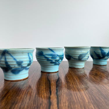 JT Abernathy Studio Pottery Set of 4 Yunomi / Whiskey Cups 