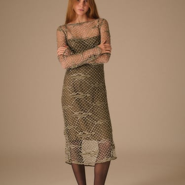 Agnes B Lamé Lace Dress