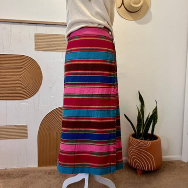 Pendleton Cotton Southwestern Tapestry Leather Tassel Wrap Skirt 16 