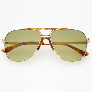 Logan Acetate Aviator Sunglasses - Gold / Fade Green