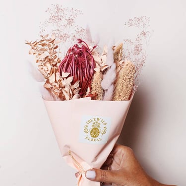 Pink &amp; Coral Dried Flower Bouquet (mini)