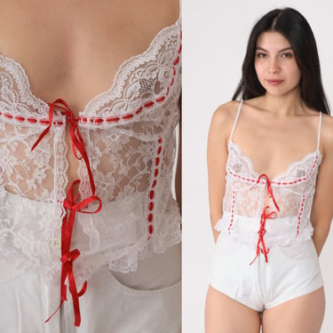Vintage Sheer Lace Camisole 80s White Cami Lingerie | Shop Exile