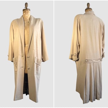 NATURELLE George Georgiou Vintage 80s Raw Silk Duster | 1980s Beige Oversized Coat Outerwear | Minimalist Avant Garde,  