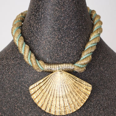 1990s Braided Shell Pendent Choker