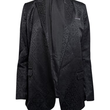 The Kooples - Black Paisley Silk Blend Jacquard Open Blazer Sz L