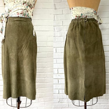 1980's Size 16/18 Olive Green Suede Skirt from Tibor (New Old Stock) 