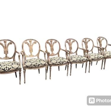 Beautiful set of six vintage Prince of Wales feather back dining chairs 