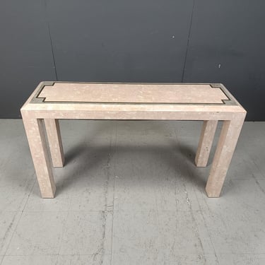 Vintage tessellated console in the manner of Maitland Smith, 1980s - vintage stone hallway table - marble hall table 