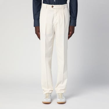 Brunello Cucinelli White Corduroy Trousers Men