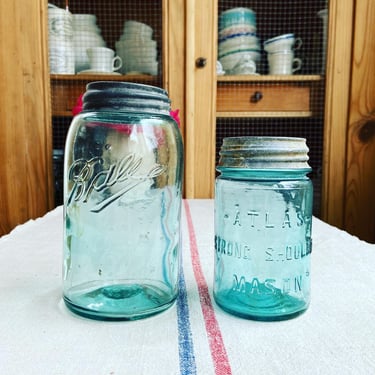 Beautiful aqua blue vintage American Ball and Atlas canning  jars- SJ2 