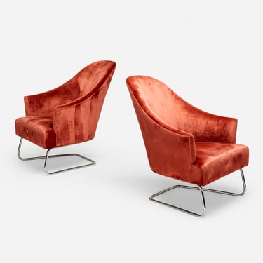 Cantilevered lounge chairs, pair (Joseph D&#x27;Urso)