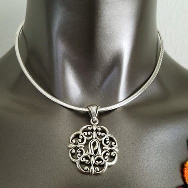 Vintage Omega Necklace with Bali Sterling Pendant ITALY~Sterling Silver 925 3.5mm Wide Omega 16