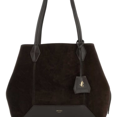 Jimmy Choo Women Dark Brown Suede Diamond Shopping Bag