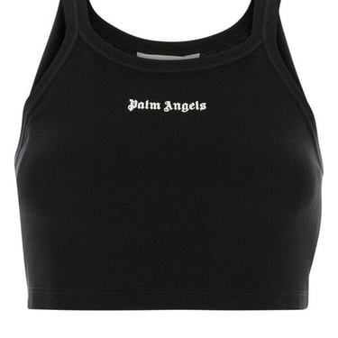 Palm Angels Women Black Piquet Top