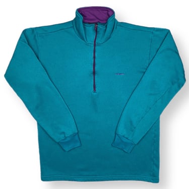 Vintage 90s Patagonia Capilene Made in USA Teal/Purple Quarter Zip Fleece Pullover Size Medium 