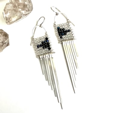 Spinel and Quartz Silver Asymetrical Earrings
