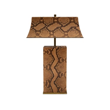 Karl Springer Rare and Iconic "Pagoda Lamp" in Python and Bronze 1970s