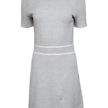 Theory - Grey Textured Short Sleeve Fit and Flare Mini Dress Sz M