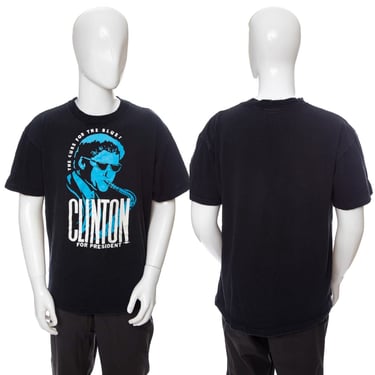 1990's Black and Blue Bill Clinton T-Shirt Size L/XL