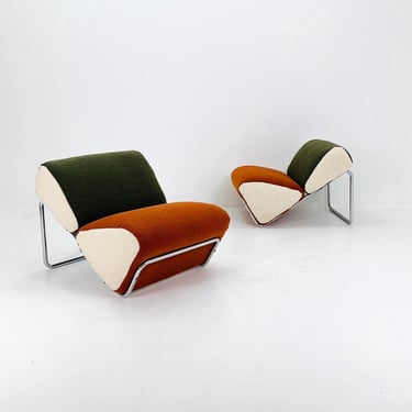 Set of 2 Mid century lounge chairs by Peter Brown for TH Brown 1980s 