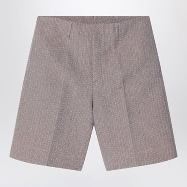 Fendi Beige Jacquard Bermuda Shorts With Topstitching Men