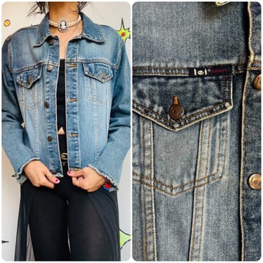 Marlboro Jean Jacket 90s Denim Jacket Leather Collar | Shop