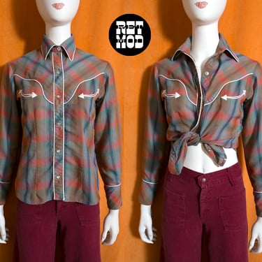 Dusty Colored Vintage 60s 70s Button Down Collared Western Shirt 