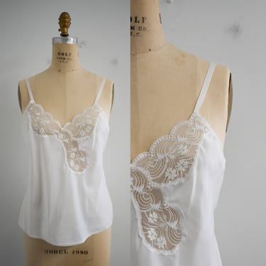 1980s Barbizon White Lacy Camisole 