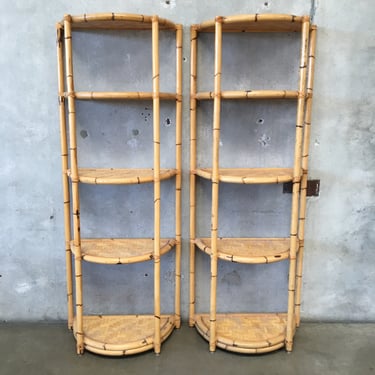 Pair of Bamboo Etagere Bookcases