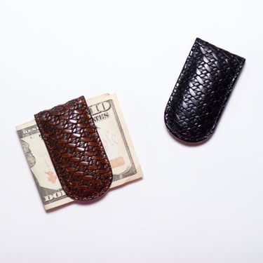 Vintage 1990s Woven Leather Money Clip 